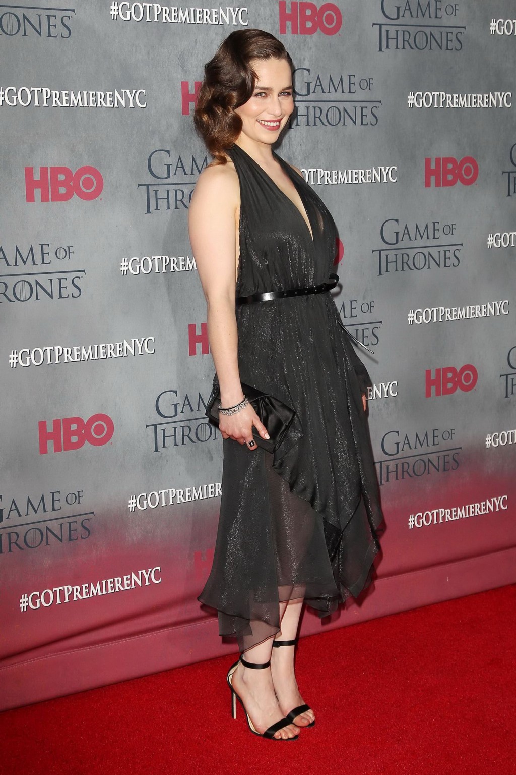 Emilia Clarke braless wearing black partially see-through dress at the Game of T #75201521