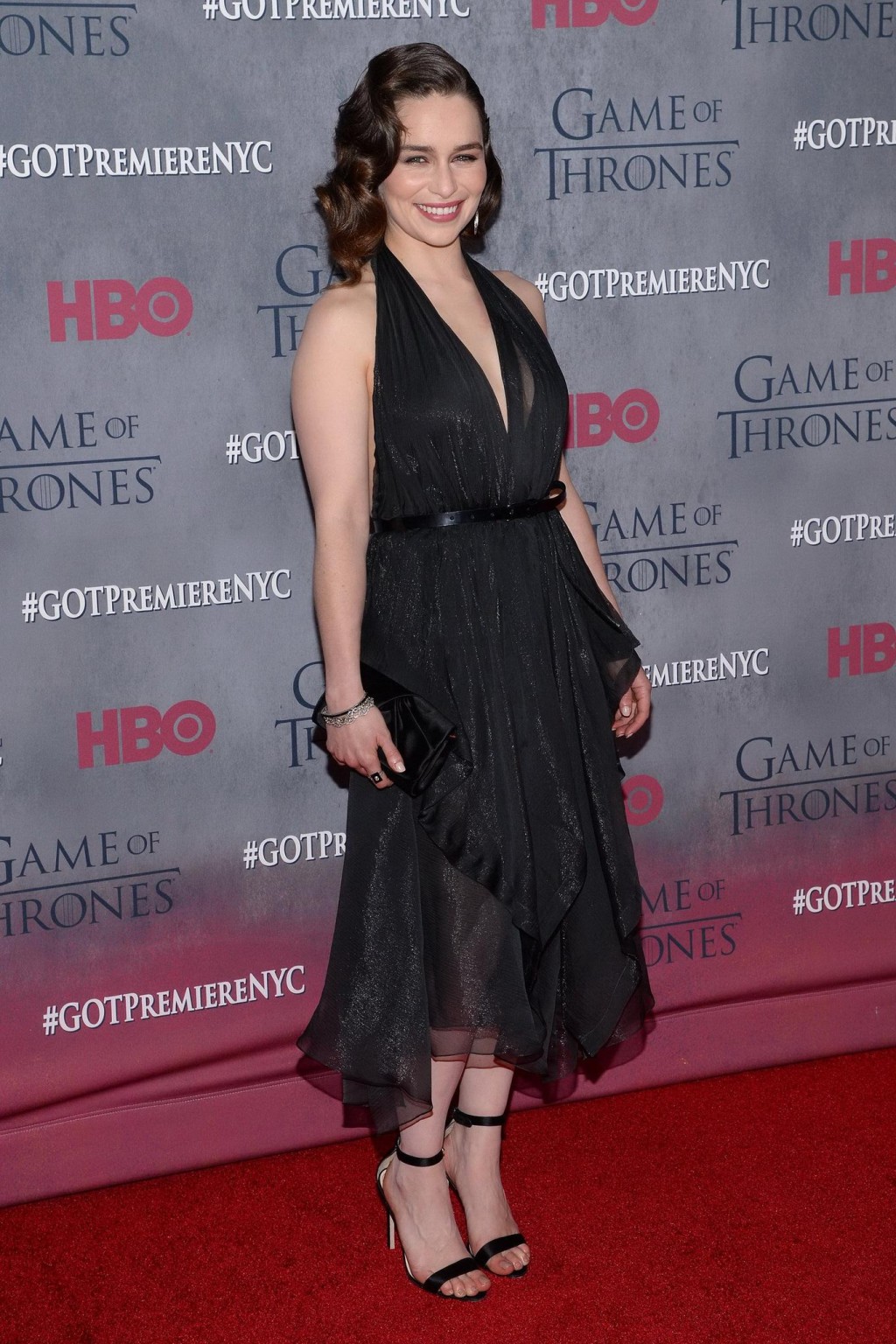 Emilia Clarke braless wearing black partially see-through dress at the Game of T #75201540