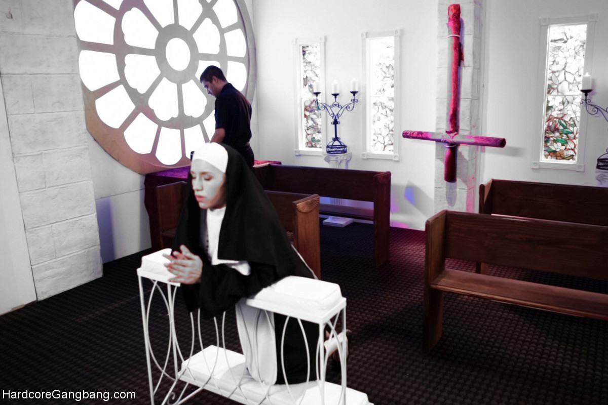 Petite Blonde Lives out Fantasy Nun Gangbanged by 5 Priests in Chapel #68756930
