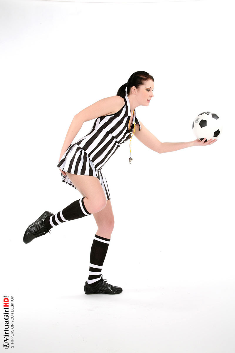 Naughty referee Belicia stripping with football #74916274