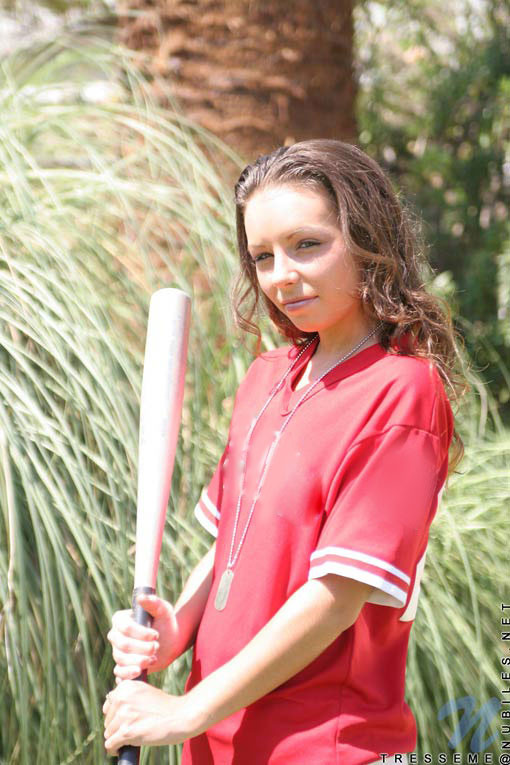 Hottie hangs out outside doing a little batting practice before getting out of h #78785976