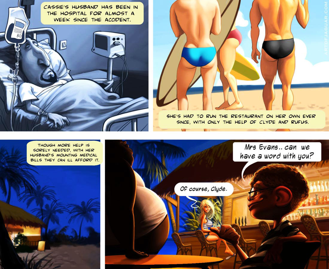 Erwachsenen-Comic von heißer Big-Tit-Bikini-Milf, die einen neuen Sommerjob hat
 #69392737