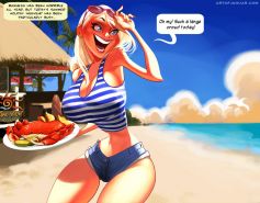 Adult Comic Of Hot Big Tit Bikini Milf Working A New Summer Job