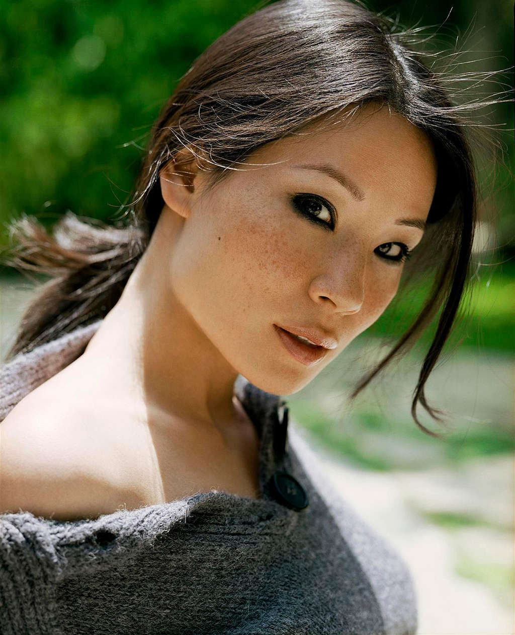 Lucy Liu exposing her nice small tits in see thru top #75348707