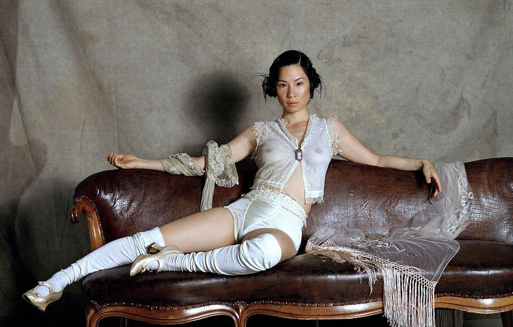Lucy Liu exposing her nice small tits in see thru top #75348758