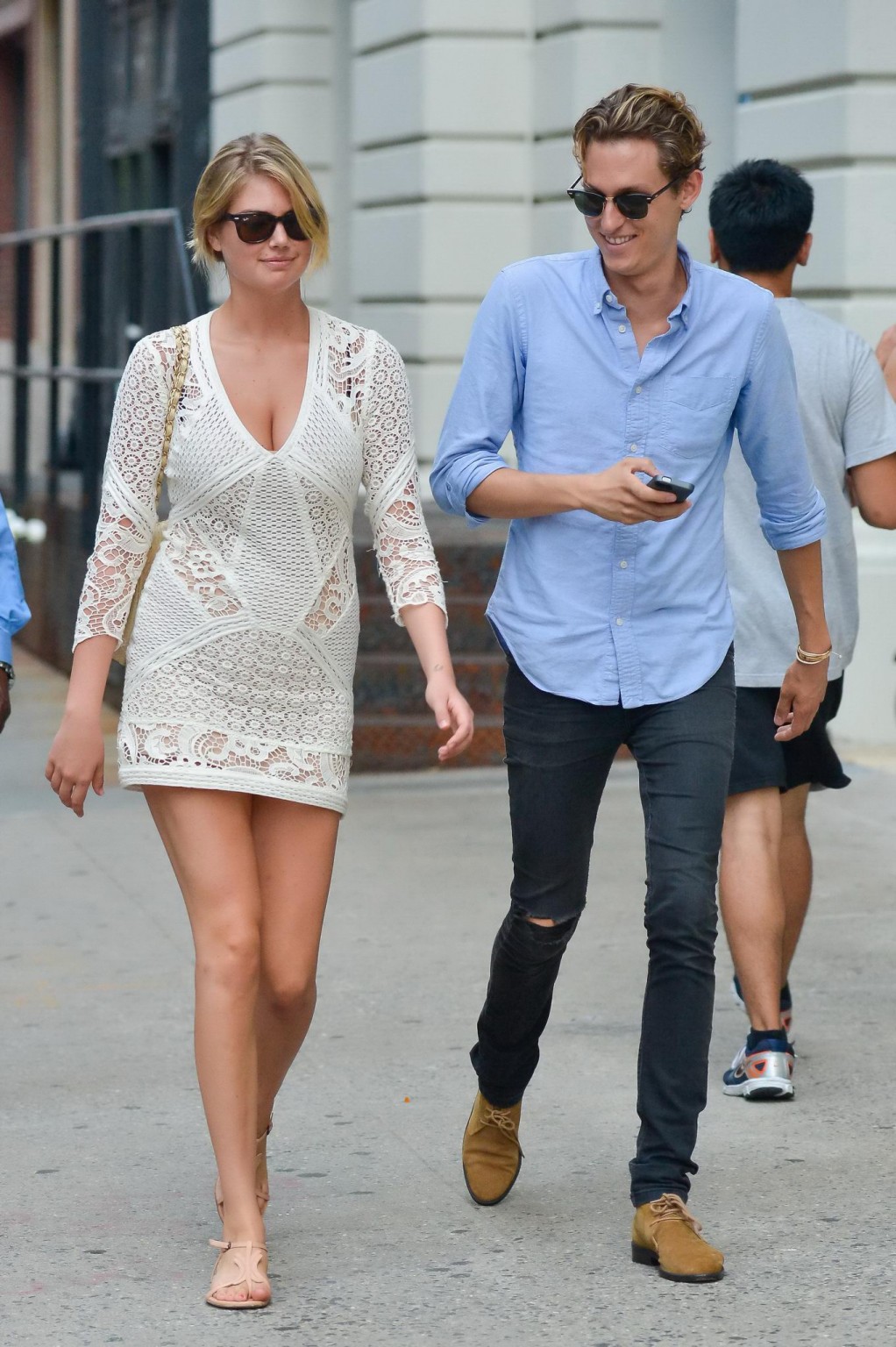 Kate Upton leggy  cleavy wearing a lace mini dress out in NYC #75224739