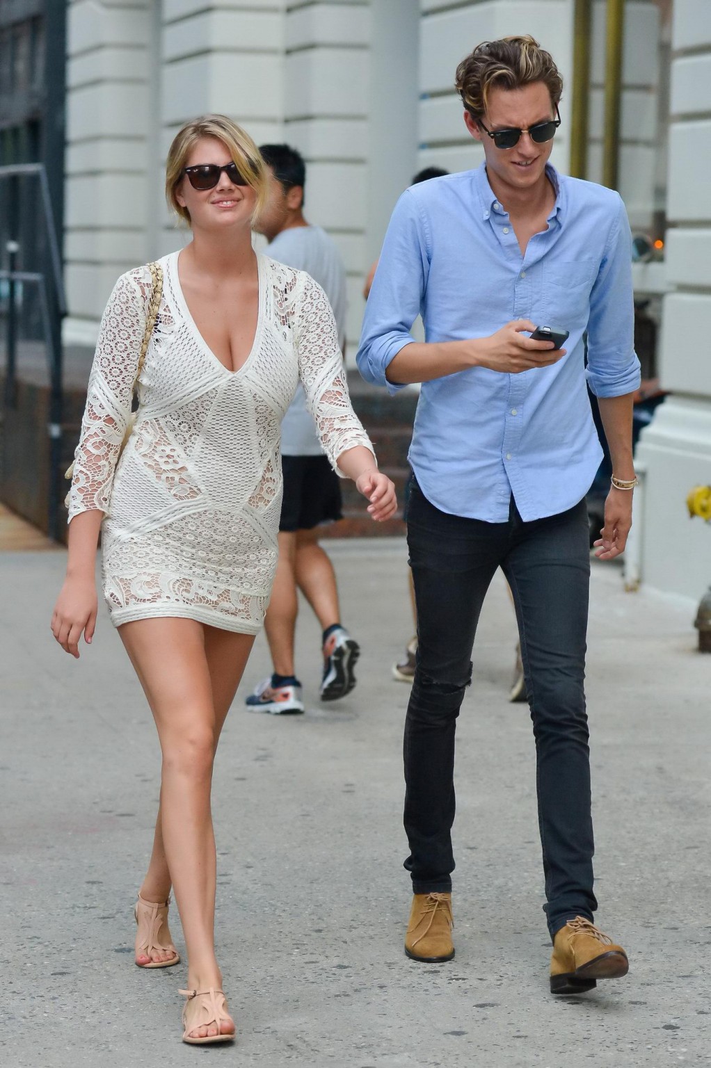 Kate Upton leggy  cleavy wearing a lace mini dress out in NYC #75224760