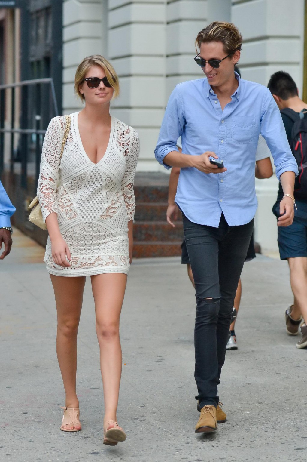 Kate Upton leggy  cleavy wearing a lace mini dress out in NYC #75224774