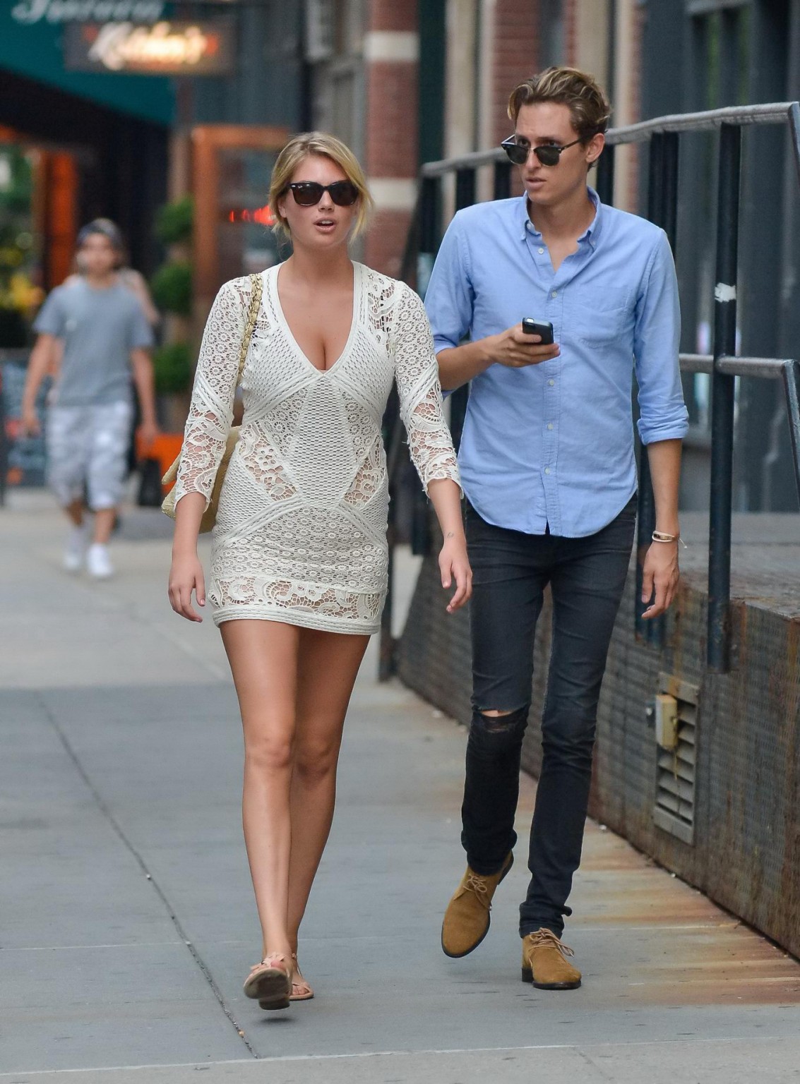 Kate upton leggy cleavy wearing a lace mini dress out in nyc
 #75224783