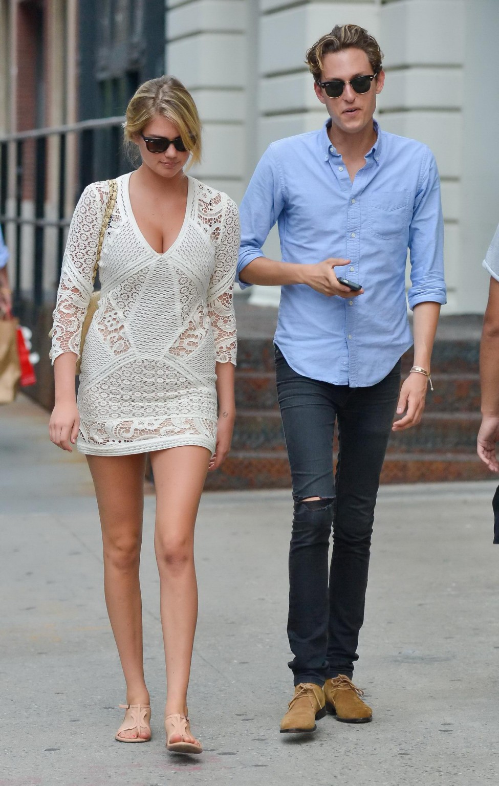 Kate Upton leggy  cleavy wearing a lace mini dress out in NYC #75224820