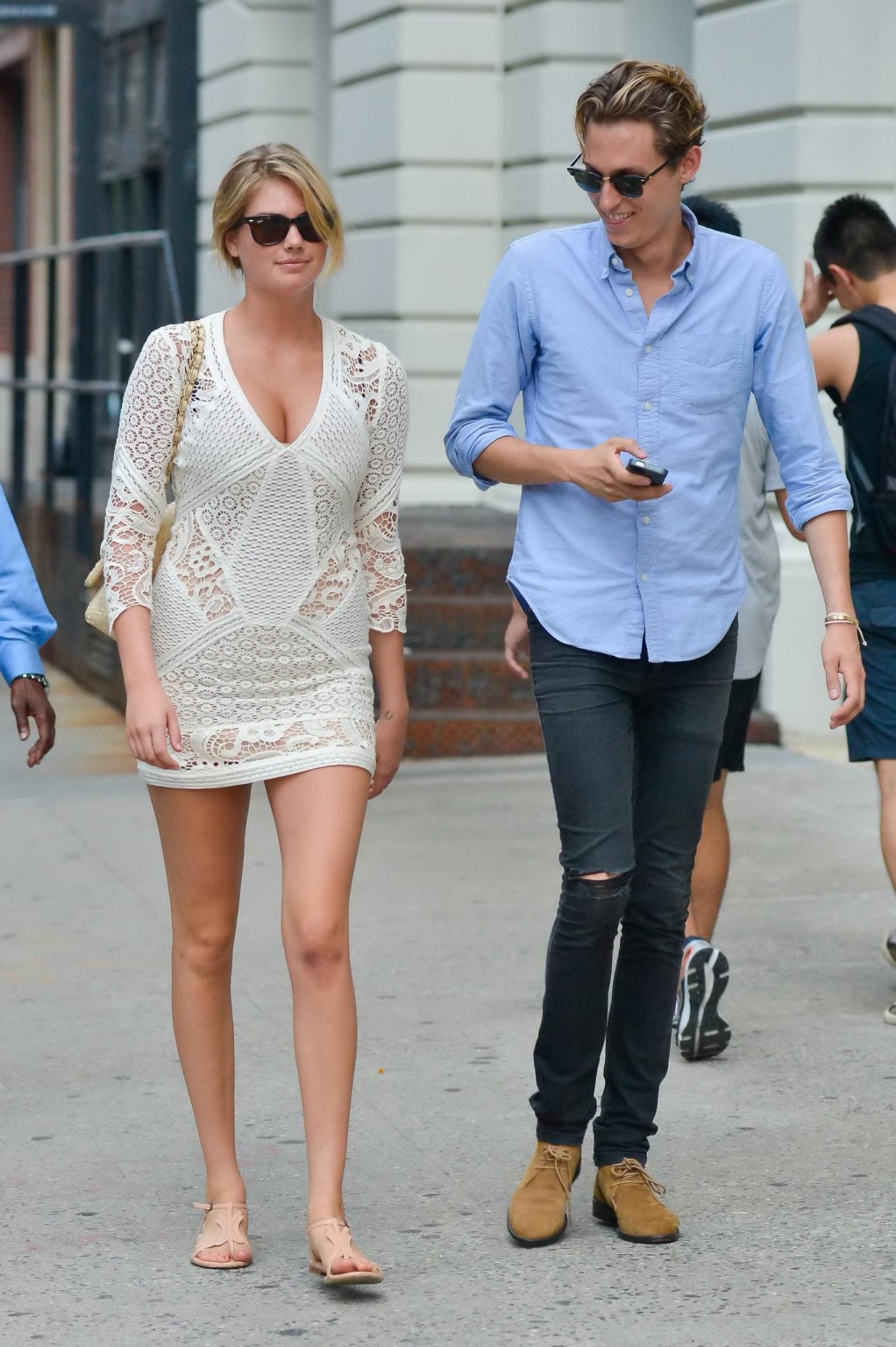 Kate Upton leggy  cleavy wearing a lace mini dress out in NYC #75224844