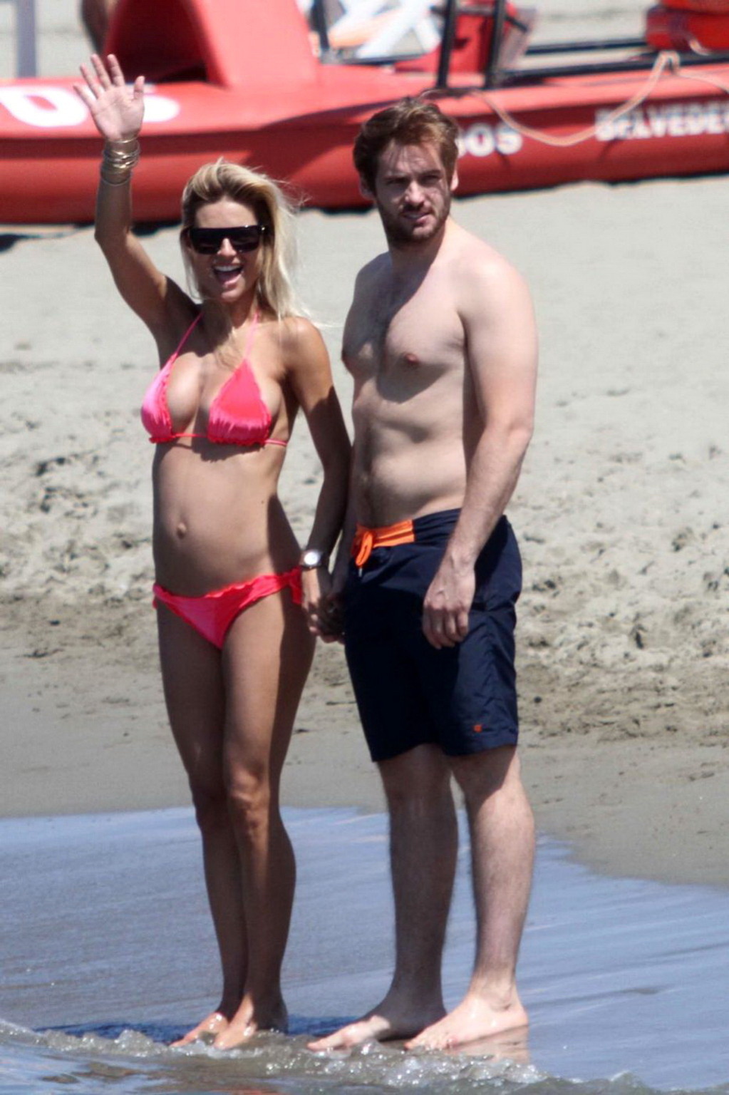 Michelle Hunziker pregnant wearing a bikini on the beach in Forte dei Marmi, Ita #75227840