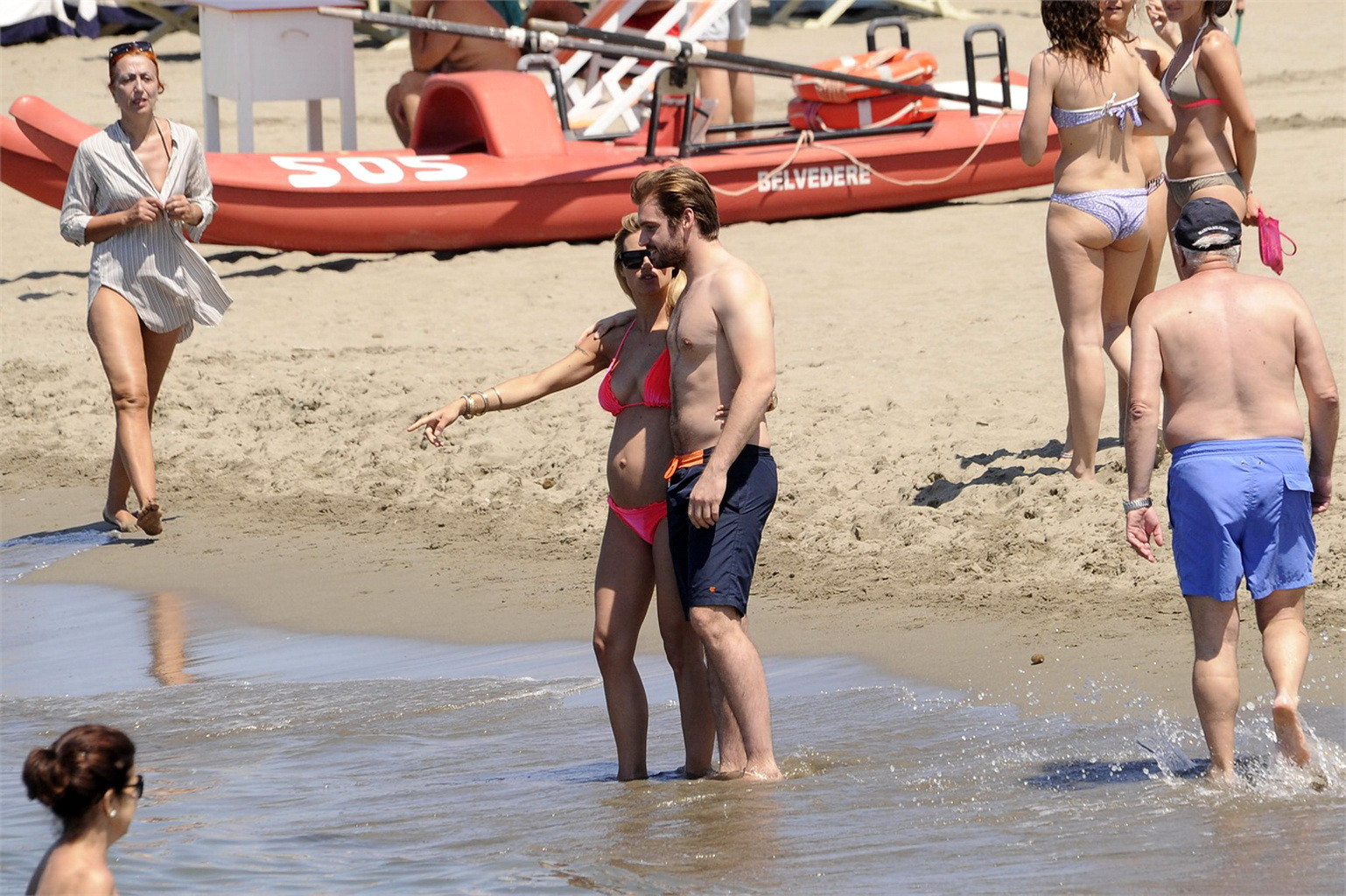 Michelle Hunziker pregnant wearing a bikini on the beach in Forte dei Marmi, Ita #75227849