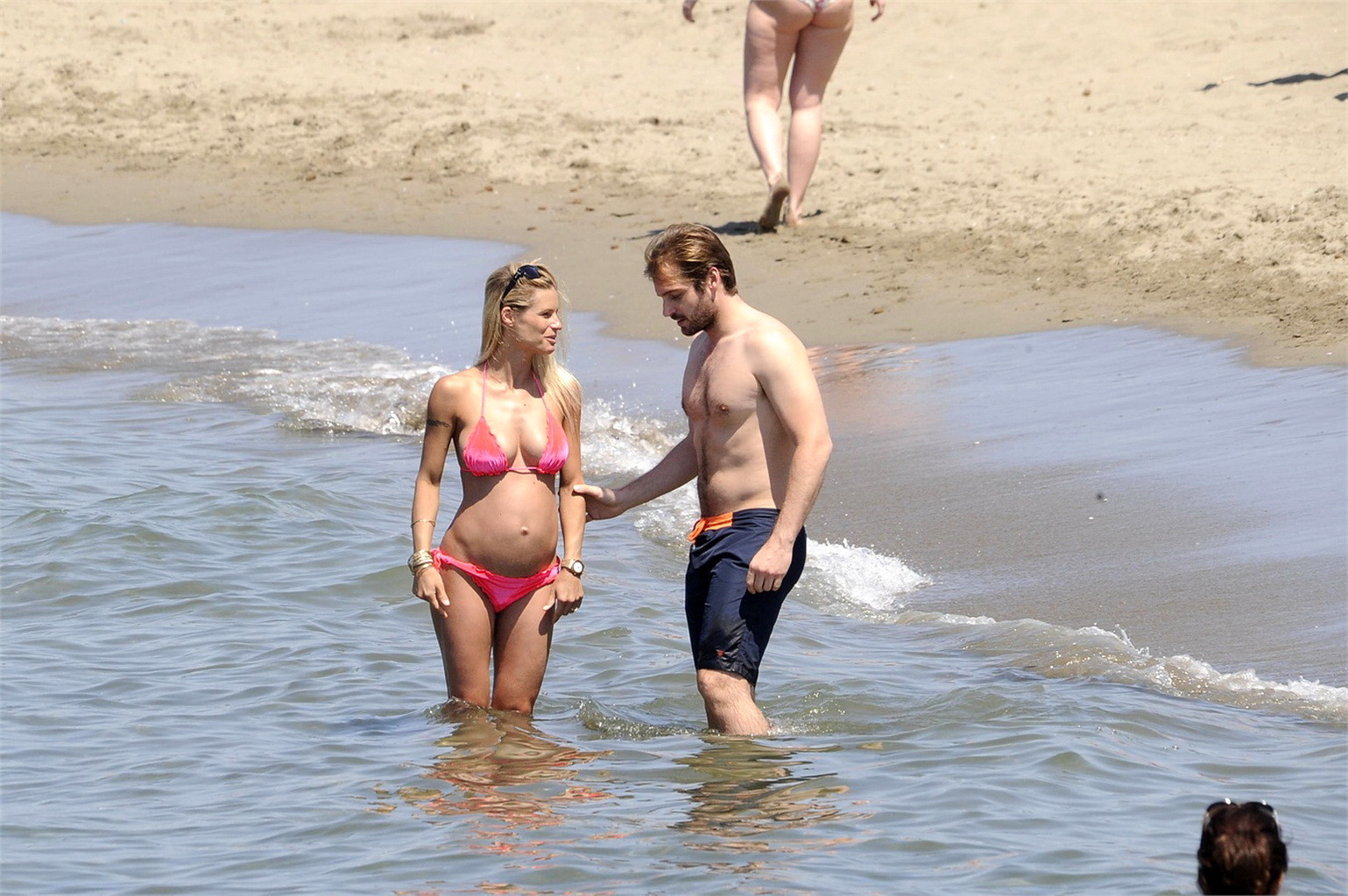 Michelle Hunziker pregnant wearing a bikini on the beach in Forte dei Marmi, Ita #75227856