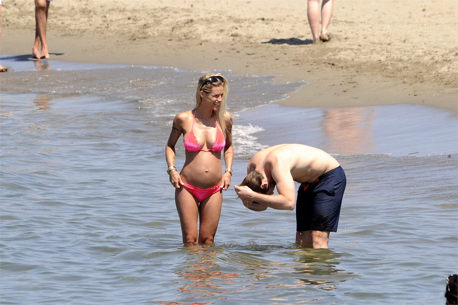 Michelle Hunziker pregnant wearing a bikini on the beach in Forte dei Marmi, Ita #75227863