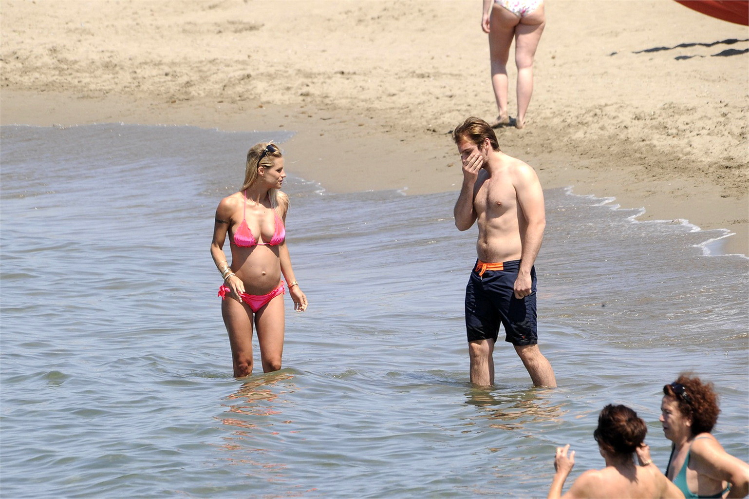 Michelle Hunziker pregnant wearing a bikini on the beach in Forte dei Marmi, Ita #75227870