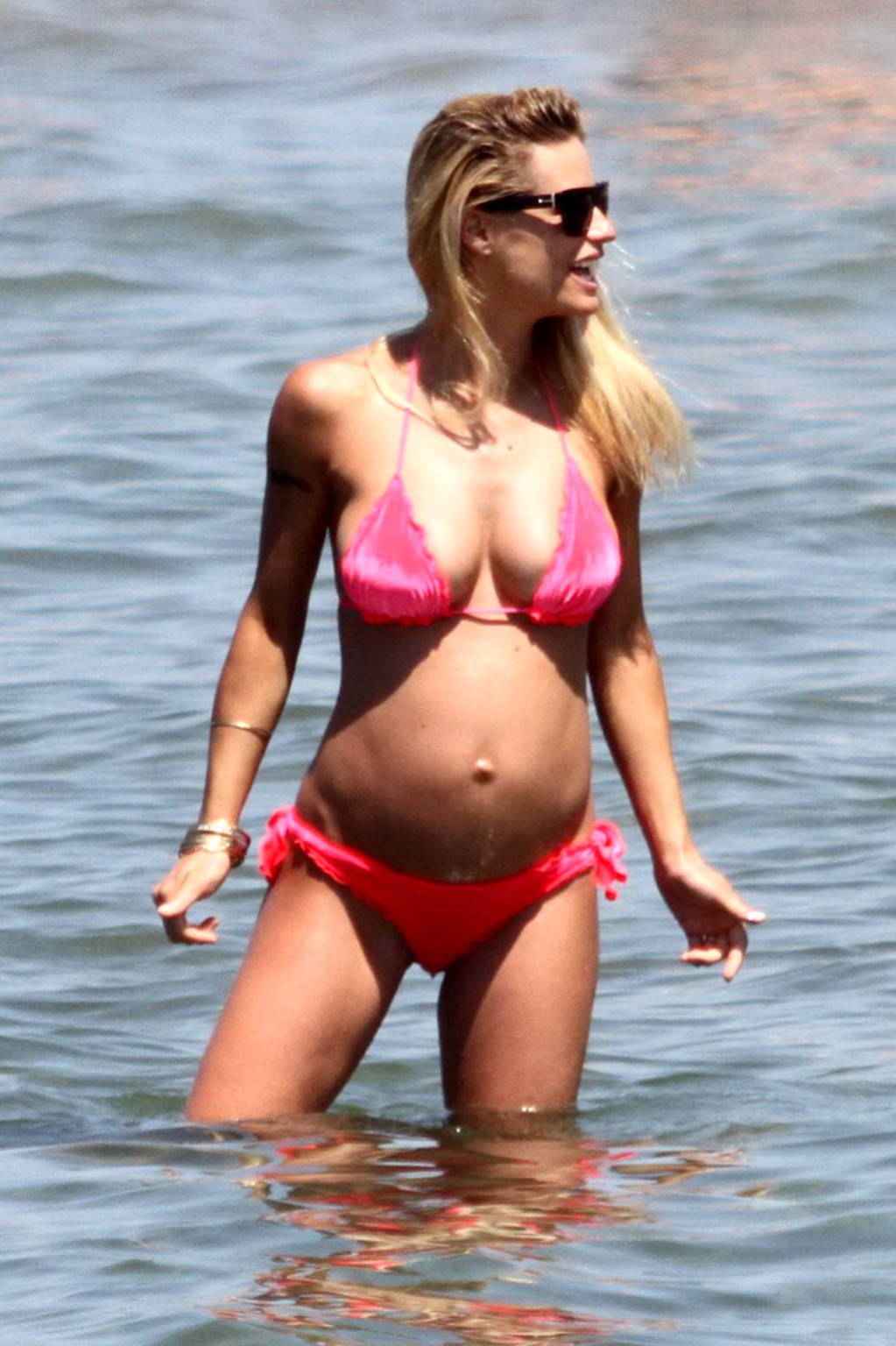 Michelle Hunziker pregnant wearing a bikini on the beach in Forte dei Marmi, Ita #75227889