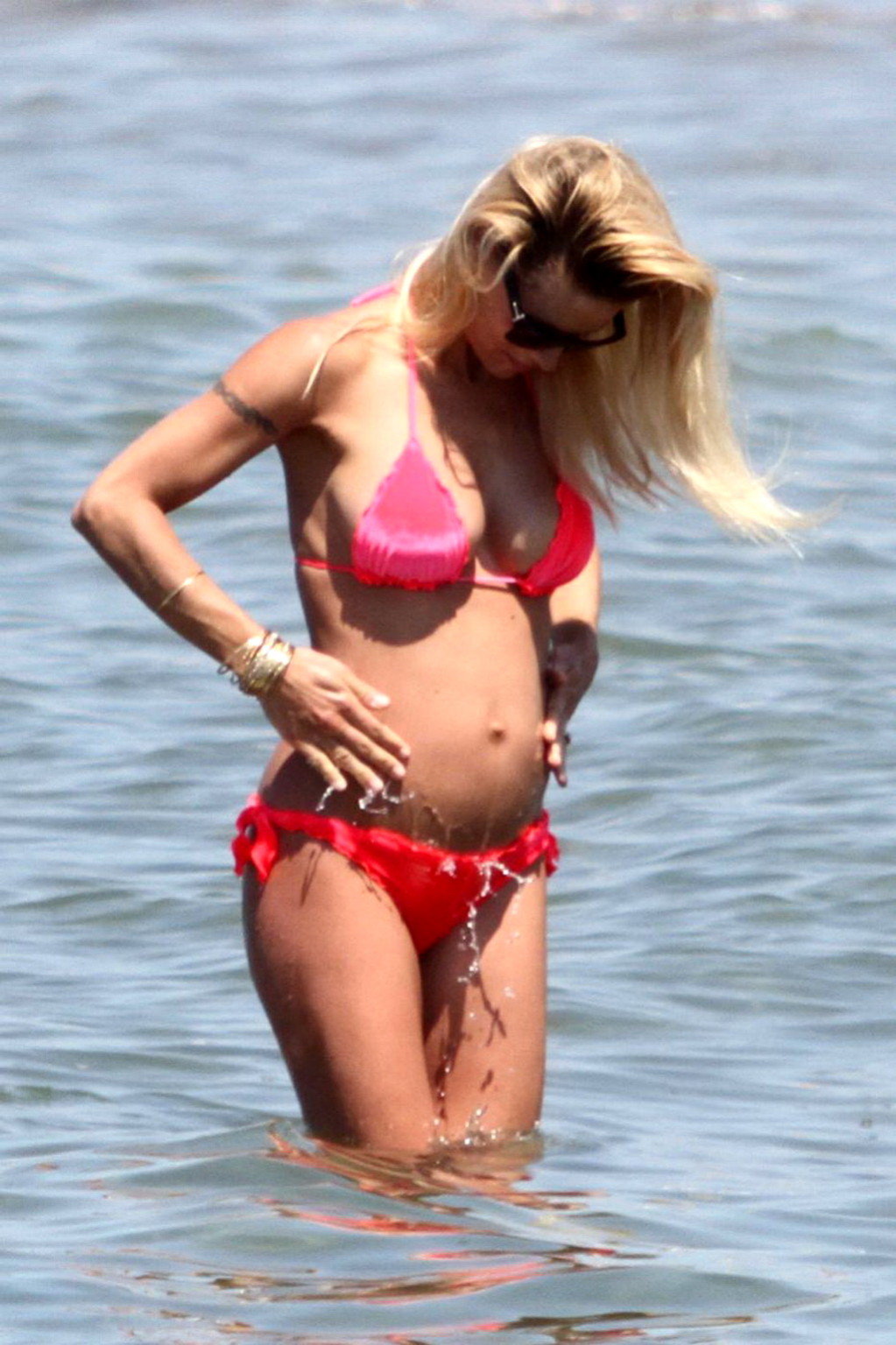 Michelle Hunziker pregnant wearing a bikini on the beach in Forte dei Marmi, Ita #75227895