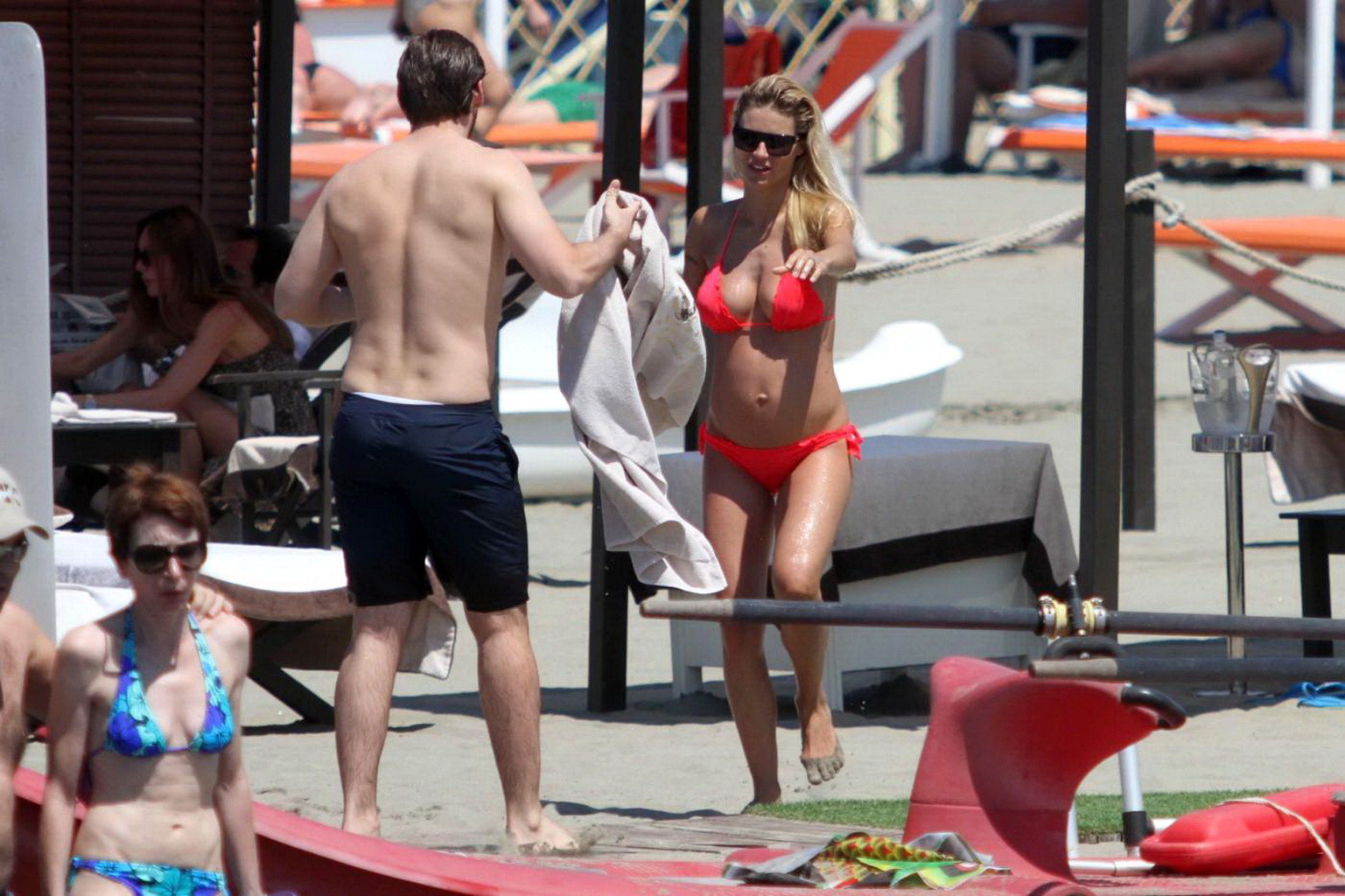 Michelle Hunziker pregnant wearing a bikini on the beach in Forte dei Marmi, Ita #75227930