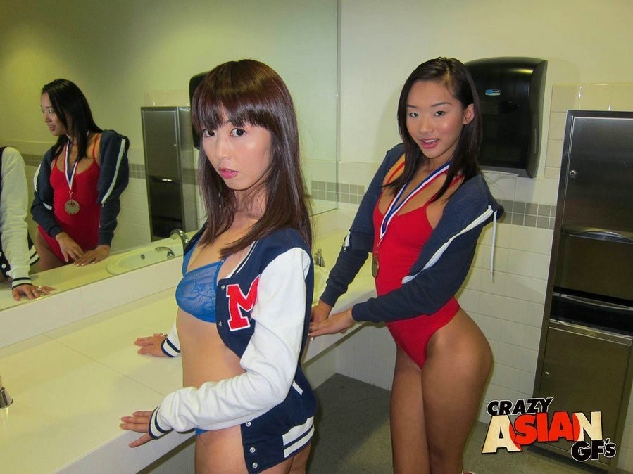 Teen asian girlfriend catching her bf cheating with top cheerleader #69776073