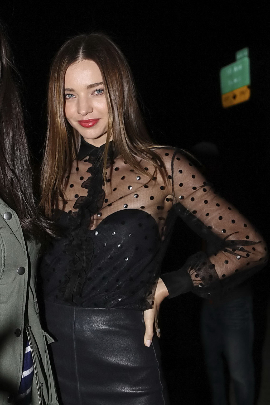 Miranda Kerr looking hot in black partially see-thru leather dress out in NYC #75233298
