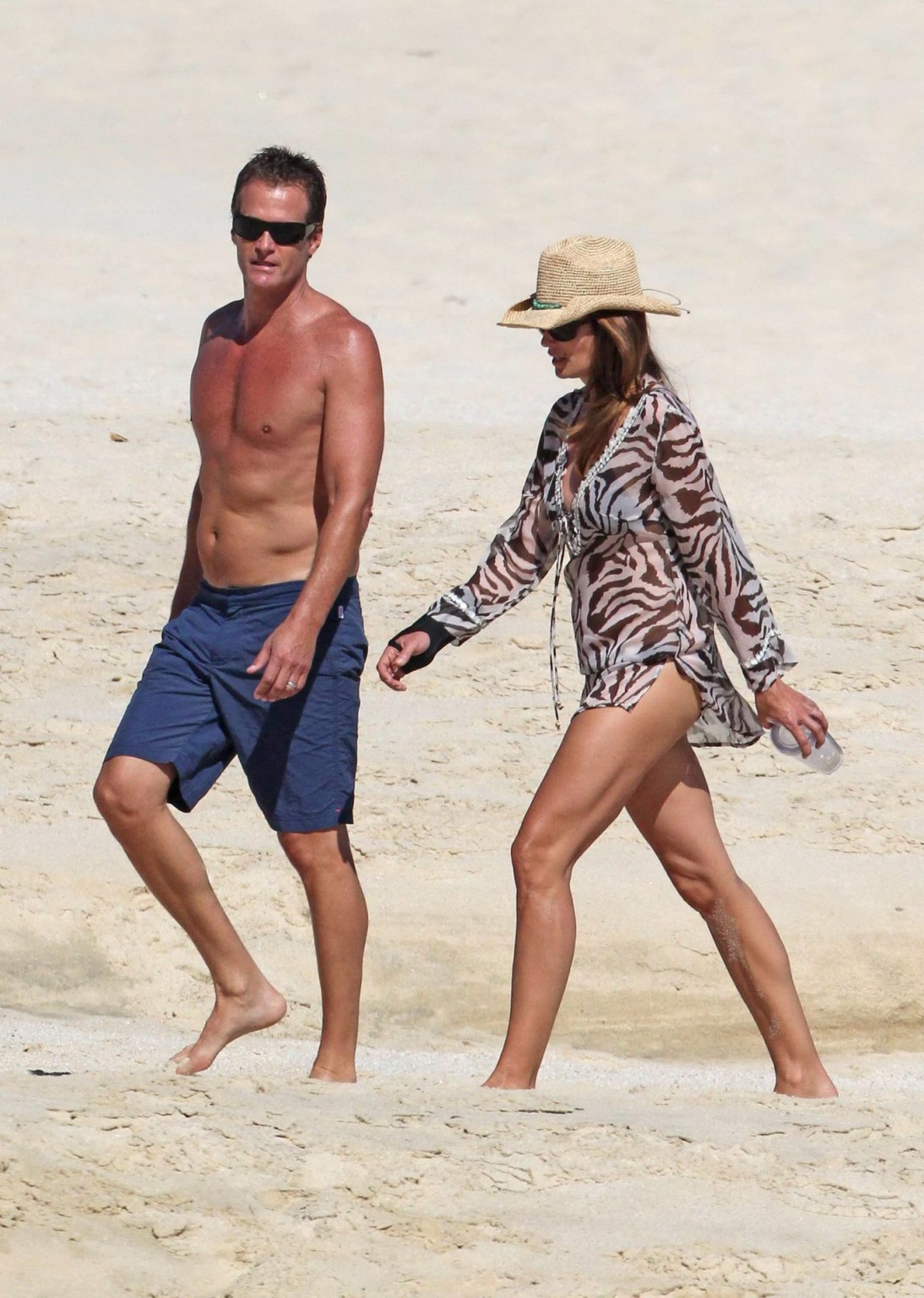 Cindy Crawford wearing bikini  see-through beach dress in Mexico #75277454
