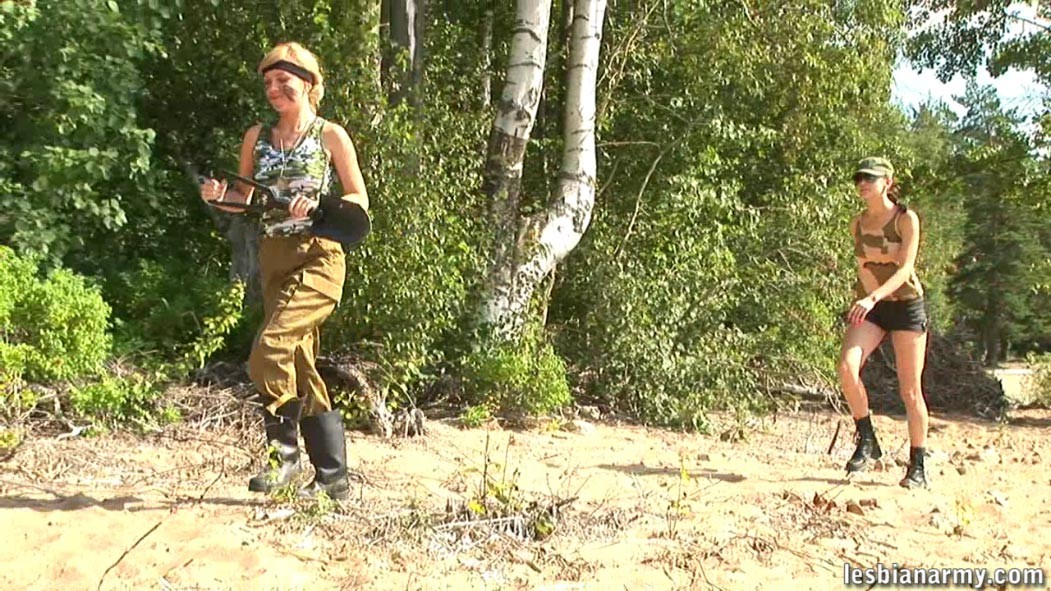 Outdoor military drilling of a nude fem swaddie #73237418