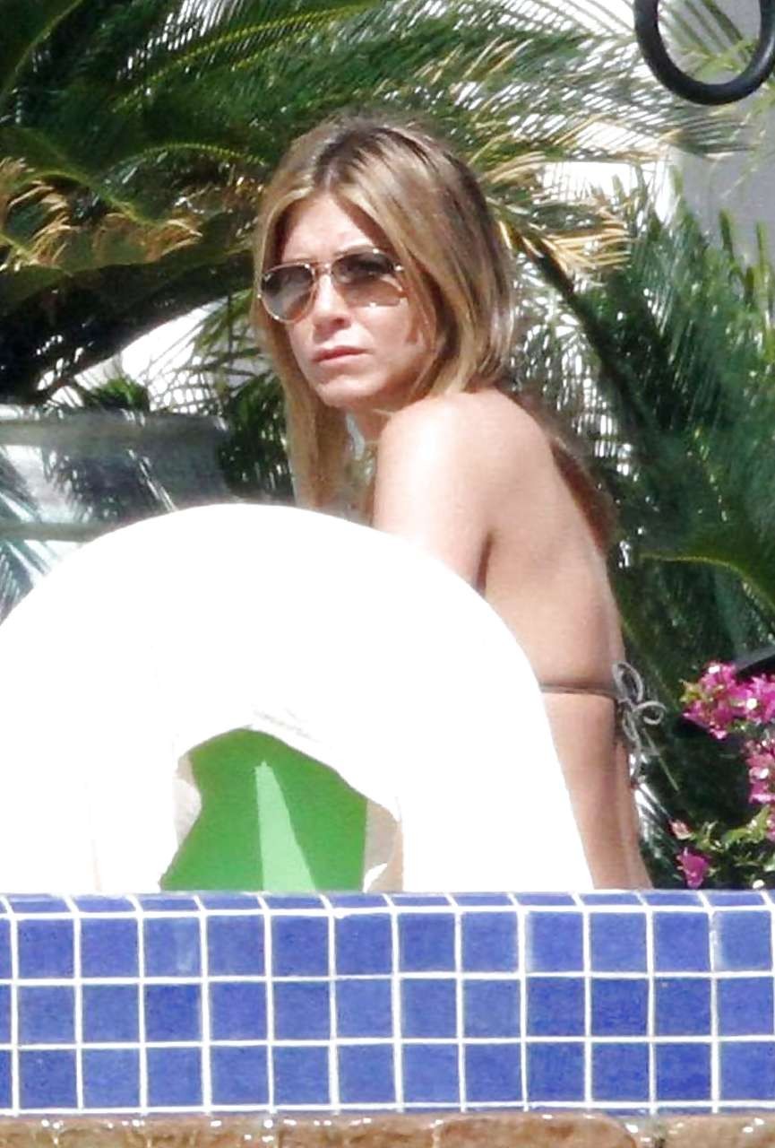 Jennifer Aniston in bikini and downblouse and show panties #75288555