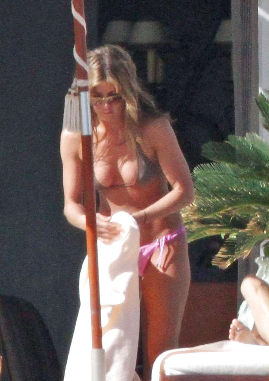 Jennifer Aniston in bikini and downblouse and show panties #75288567