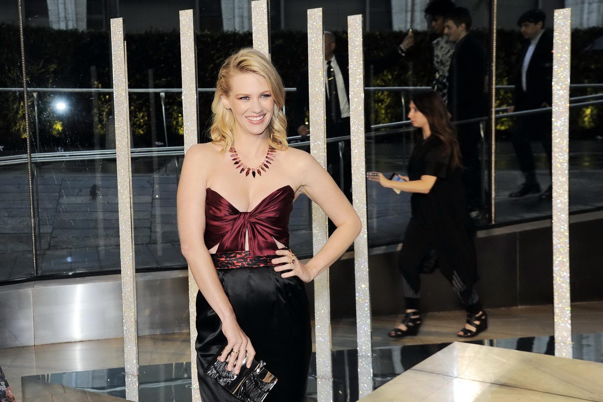 January Jones showing huge cleavage at the 2015 CFDA Fashion Awards in NYC #75161979