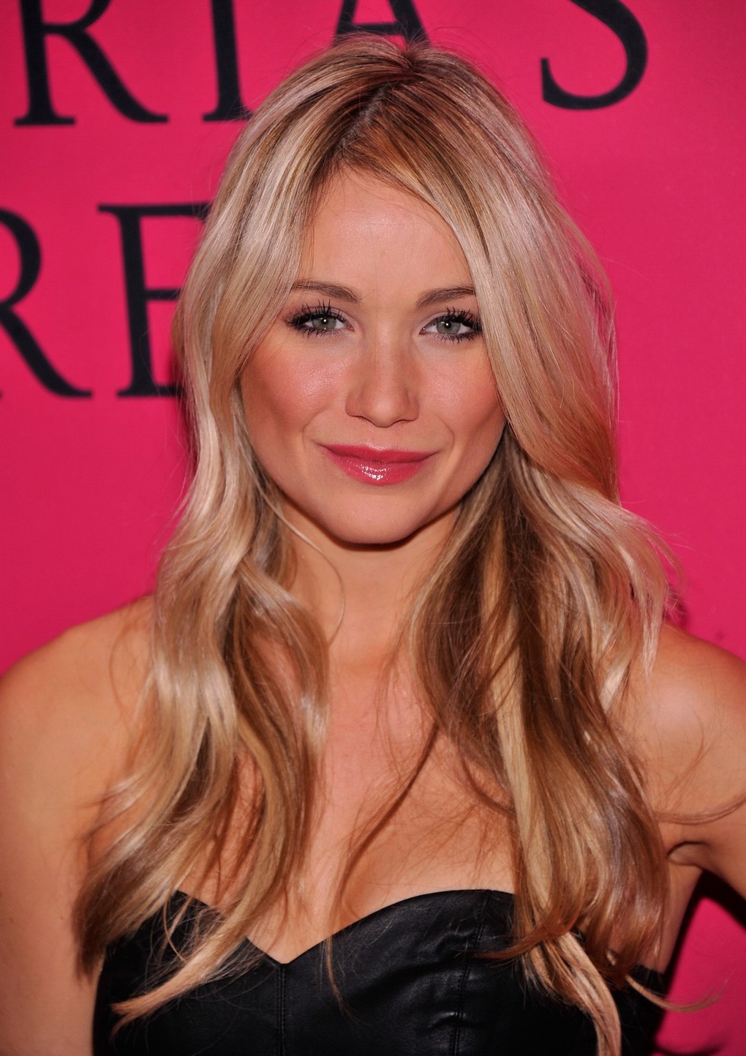 Katrina Bowden wearing sexy black tube mini dress at 2013 Victoria's Secret Fash #75212941