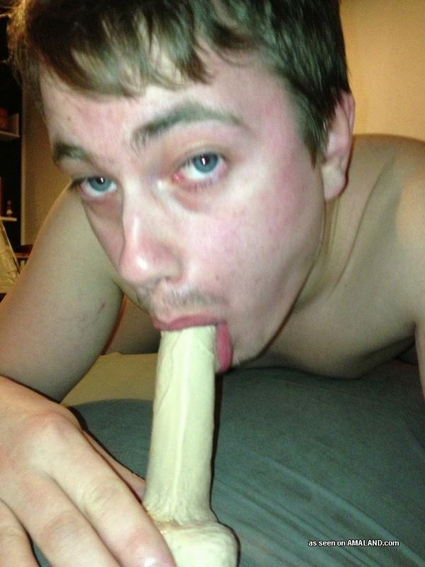 Collection of an amateur twink sucking his dildo #76915411