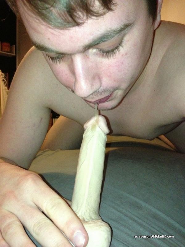 Collection of an amateur twink sucking his dildo #76915412