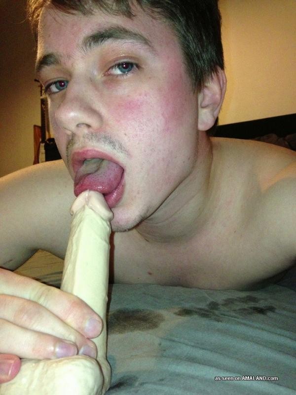 Collection of an amateur twink sucking his dildo #76915415