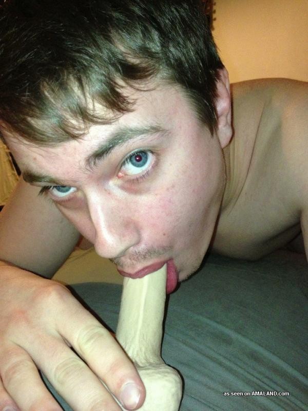 Collection of an amateur twink sucking his dildo #76915418