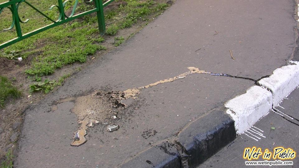 Questa pisciatrice in pubblico non riesce a nascondere una grande macchia di bagnato sui suoi jeans
 #73240770