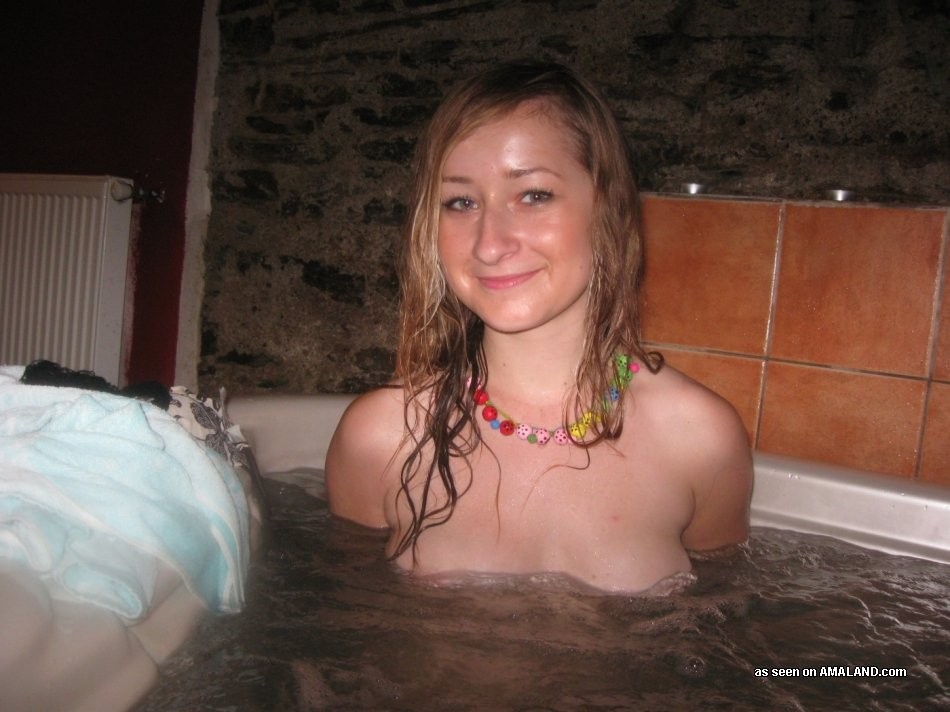 Eighteen year old amateur lesbian girlfriends topless in hot tub #68506942