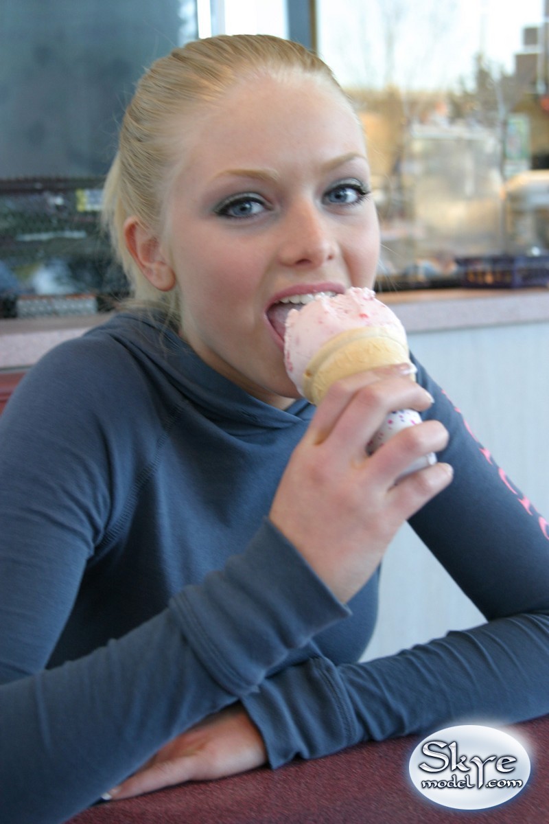 Blonde amateur teen licks ice cream #67217982