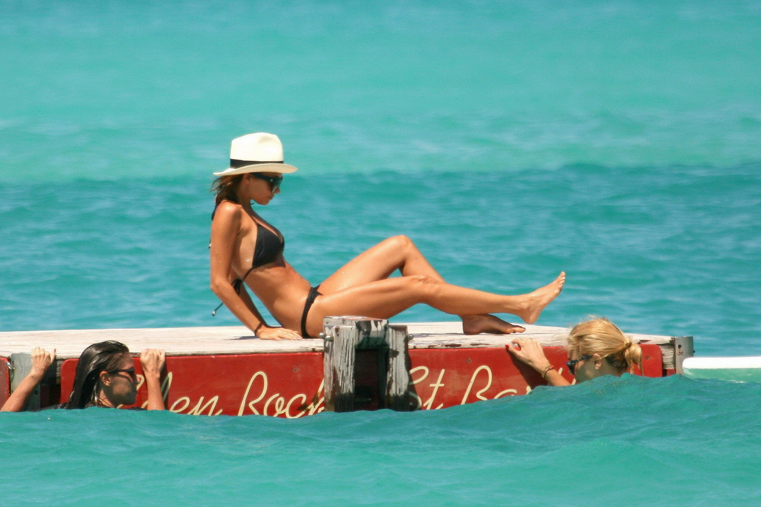 Nicole Richie wearing a sexy black bikini on a beach in St. Barts #75235499