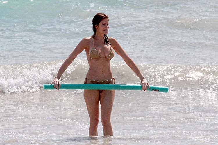 Stephanie Seymour sexy doggy style on beach paparazzi photos #75278156