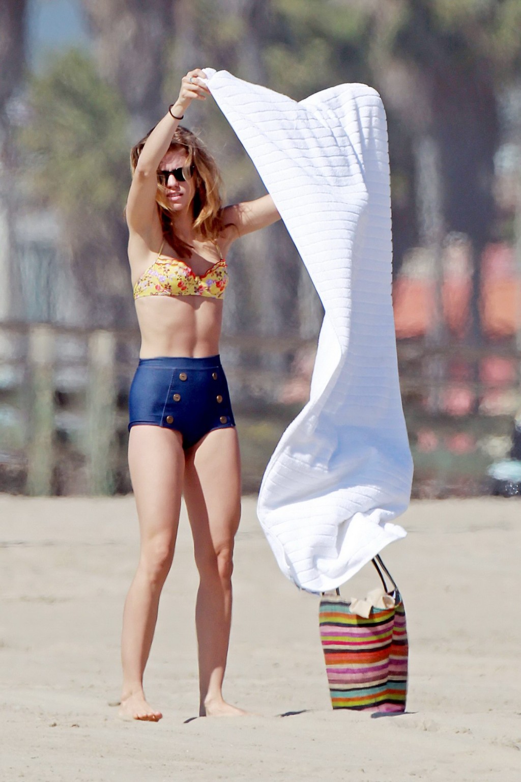 AnnaLynne McCord shows off her ass wearing old fashion bikini on a beach in Cali #75272570