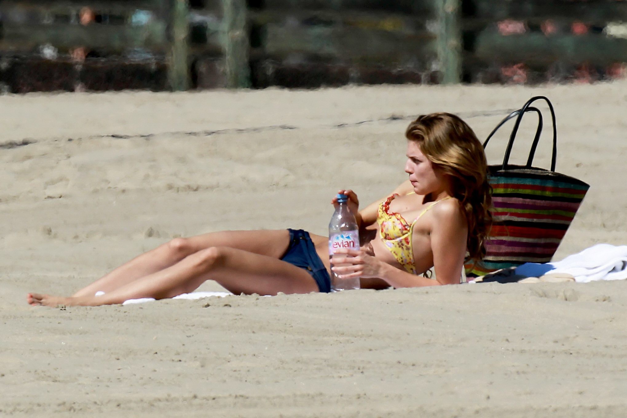 AnnaLynne McCord shows off her ass wearing old fashion bikini on a beach in Cali #75272589