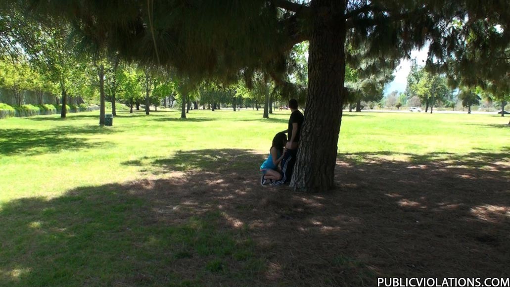 Horny Brunette Babe Having Sex In A Public Park