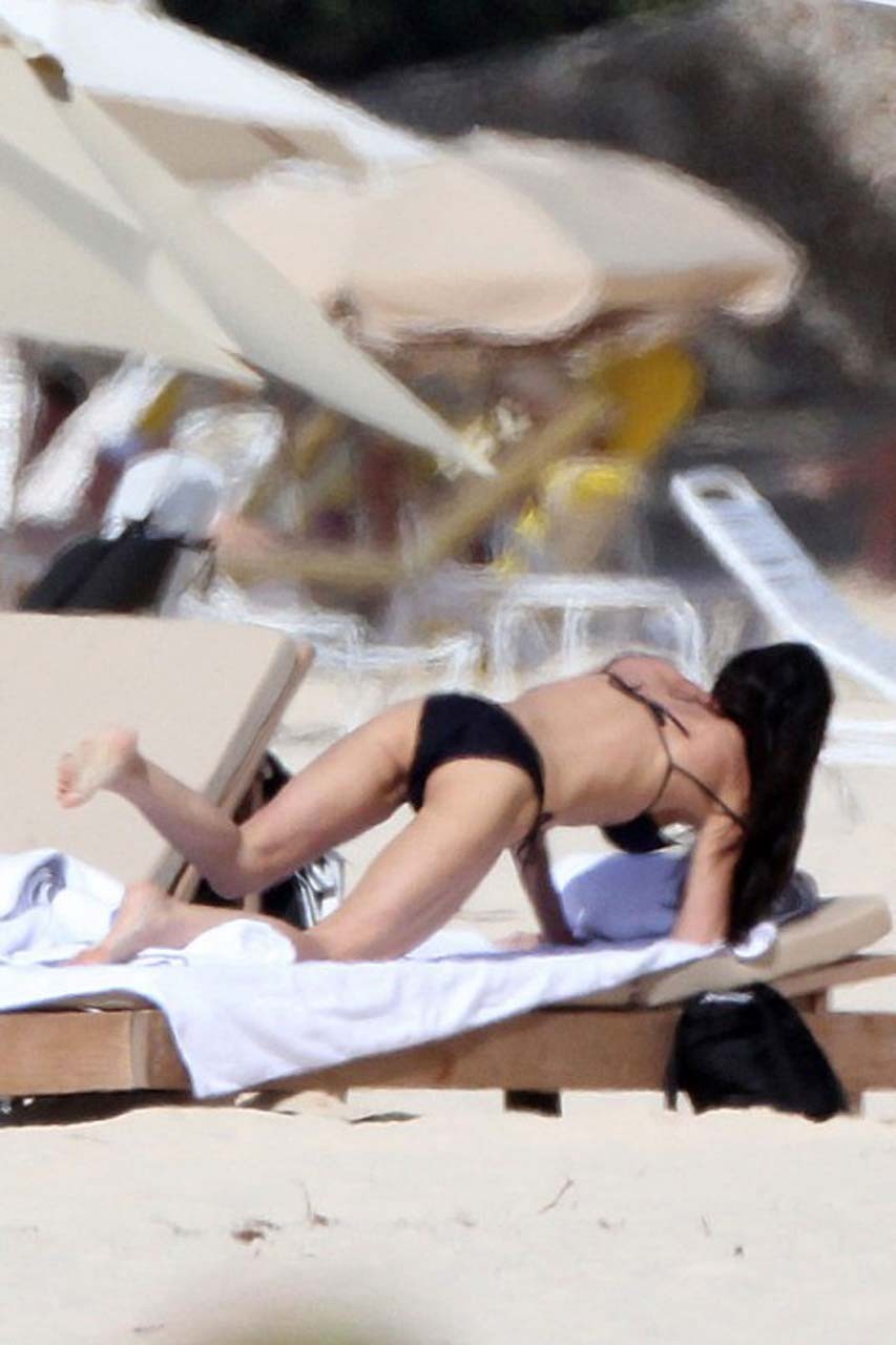 Demi Moore exposing sexy body and hot ass in black bikini on beach #75317263