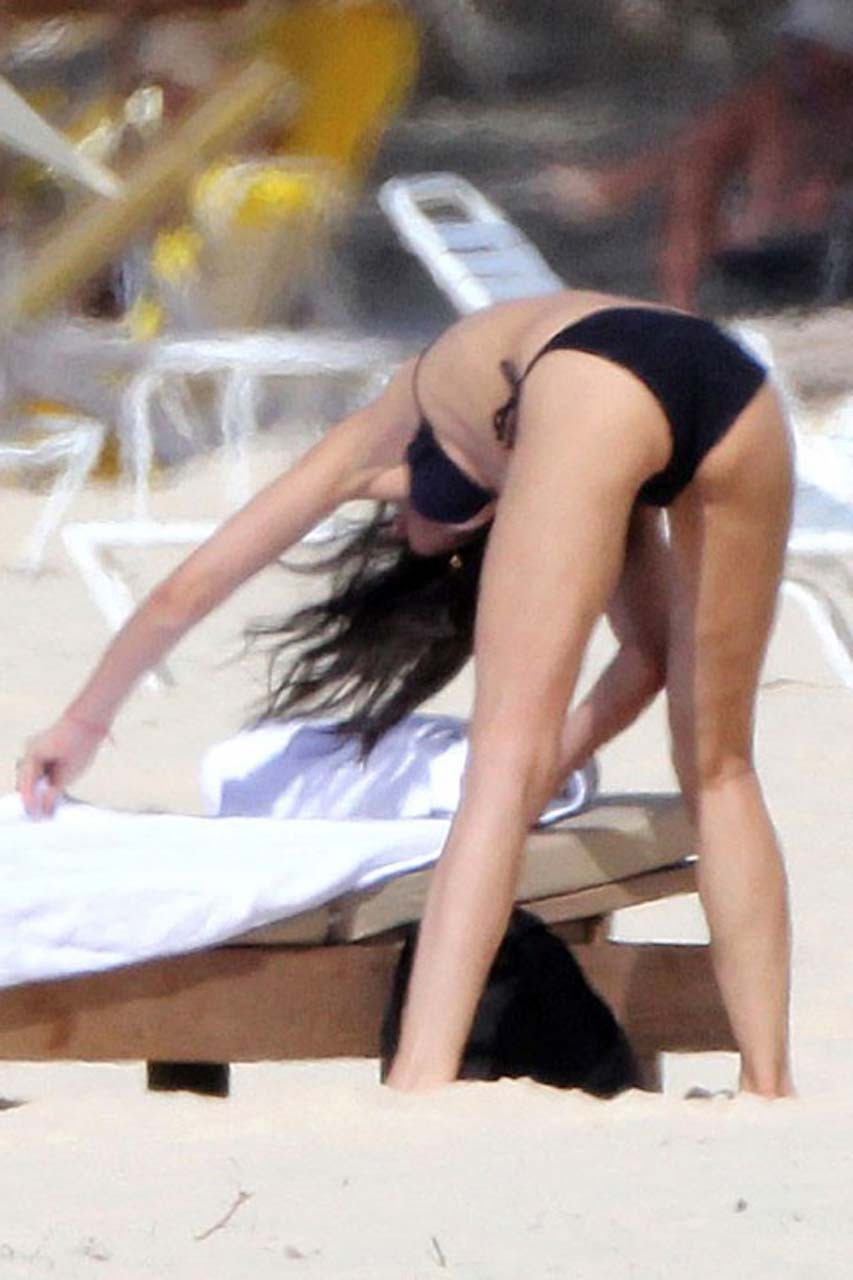 Demi Moore exposing sexy body and hot ass in black bikini on beach #75317265