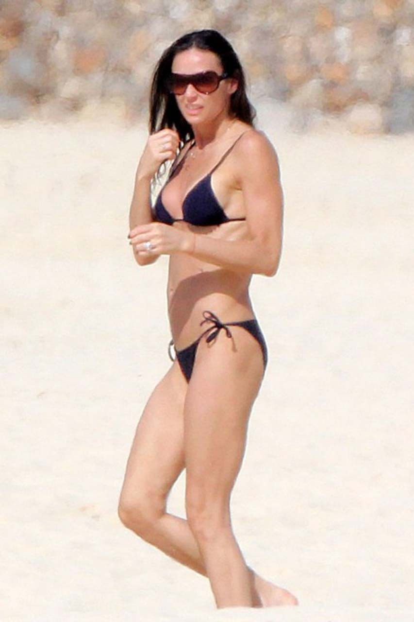 Demi Moore exposing sexy body and hot ass in black bikini on beach #75317283