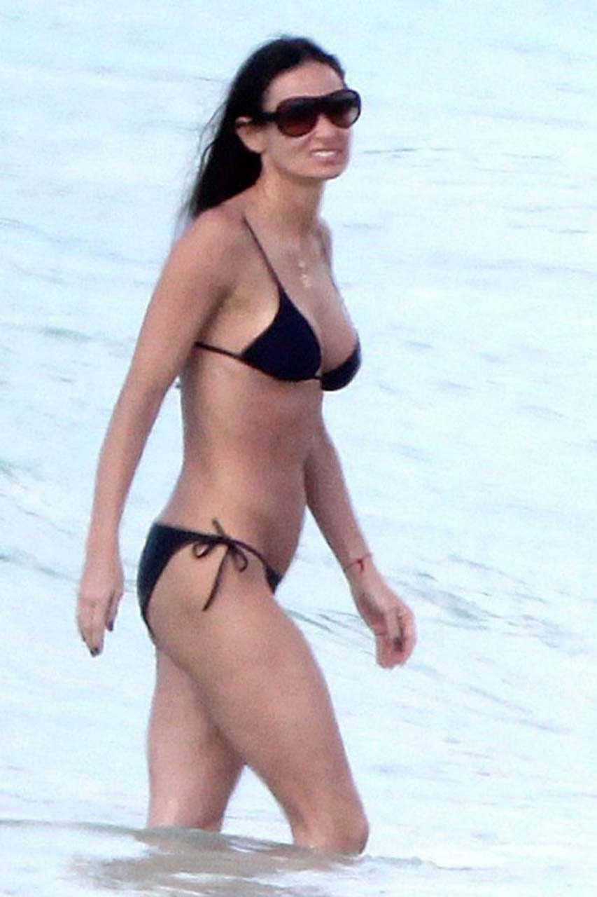 Demi Moore exposing sexy body and hot ass in black bikini on beach #75317311