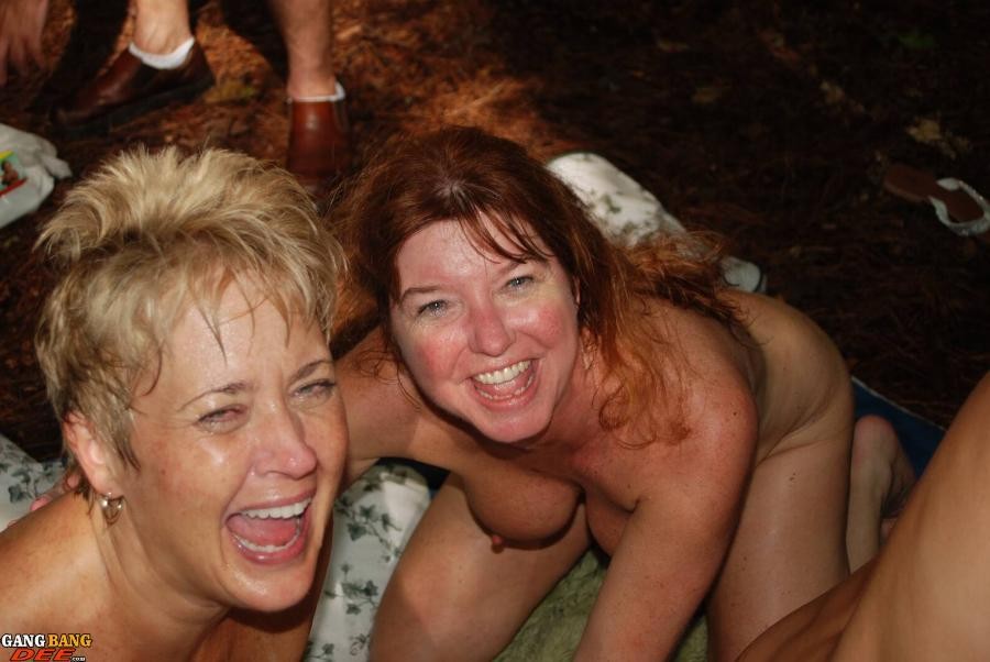 Swinger wives having a wild orgy in the woods #76771550