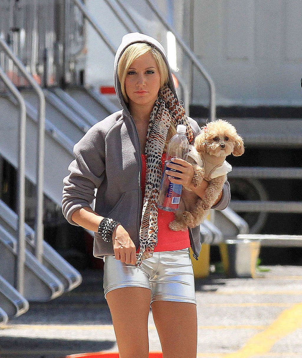 Ashley Tisdale exposing fucking sexy body and hot ass in silver shorts #75345897