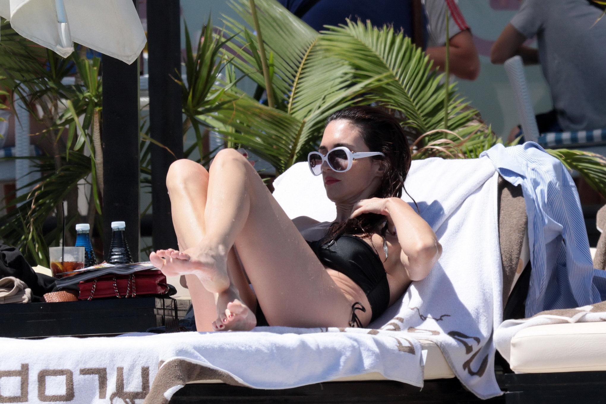 Paz Vega wearing two different black bikini sets poolside in Spain #75292283